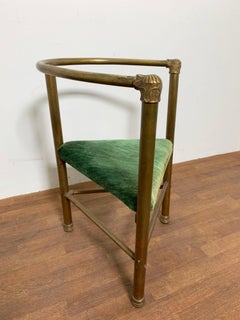 Antique 19th Century French Brass Campaign Style Corner Chair