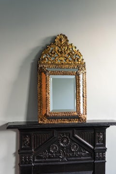 Antique 19th Century French Brass Repousse Mirror