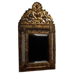 Antique 19th Century French Brass Repousse Mirror