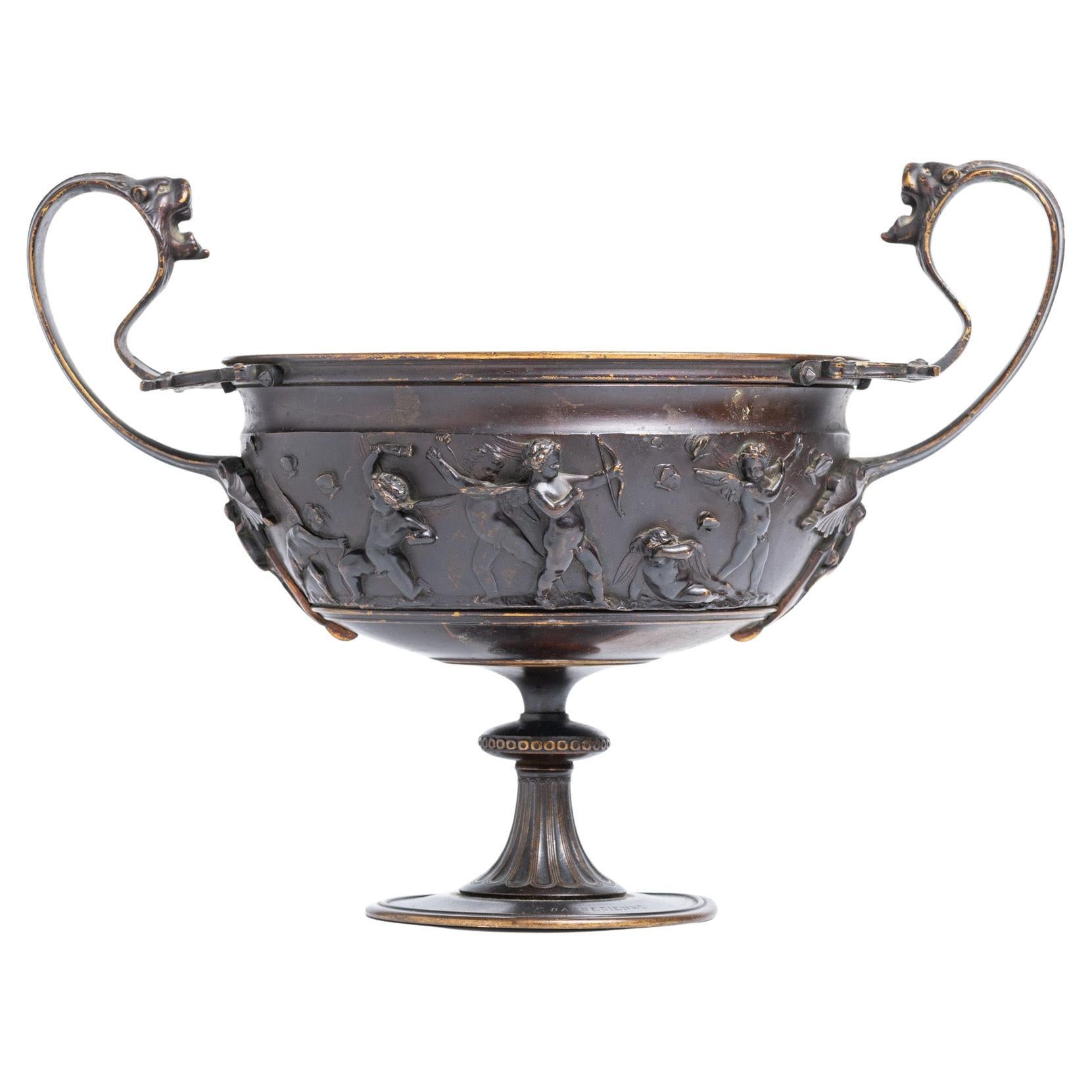 Antike französische Bronzeschale aus dem 19. Jahrhundert von Ferdinand Barbedienne