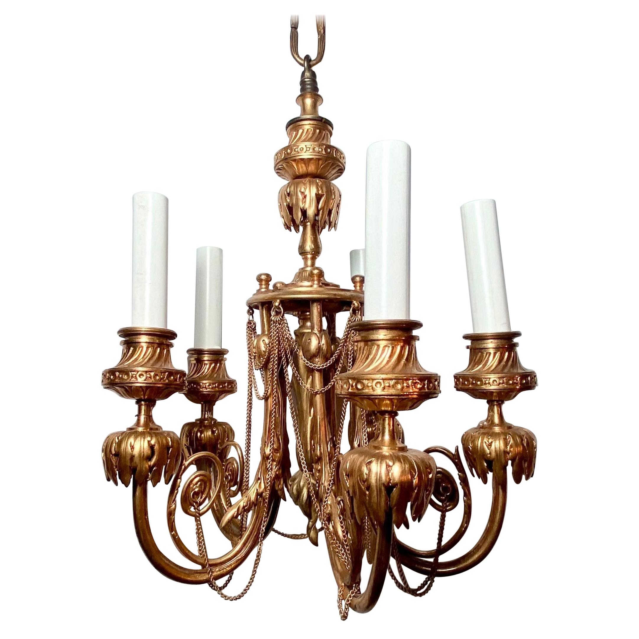 Antique 19th Century French Bronze D' Ore Chandelier For Sale