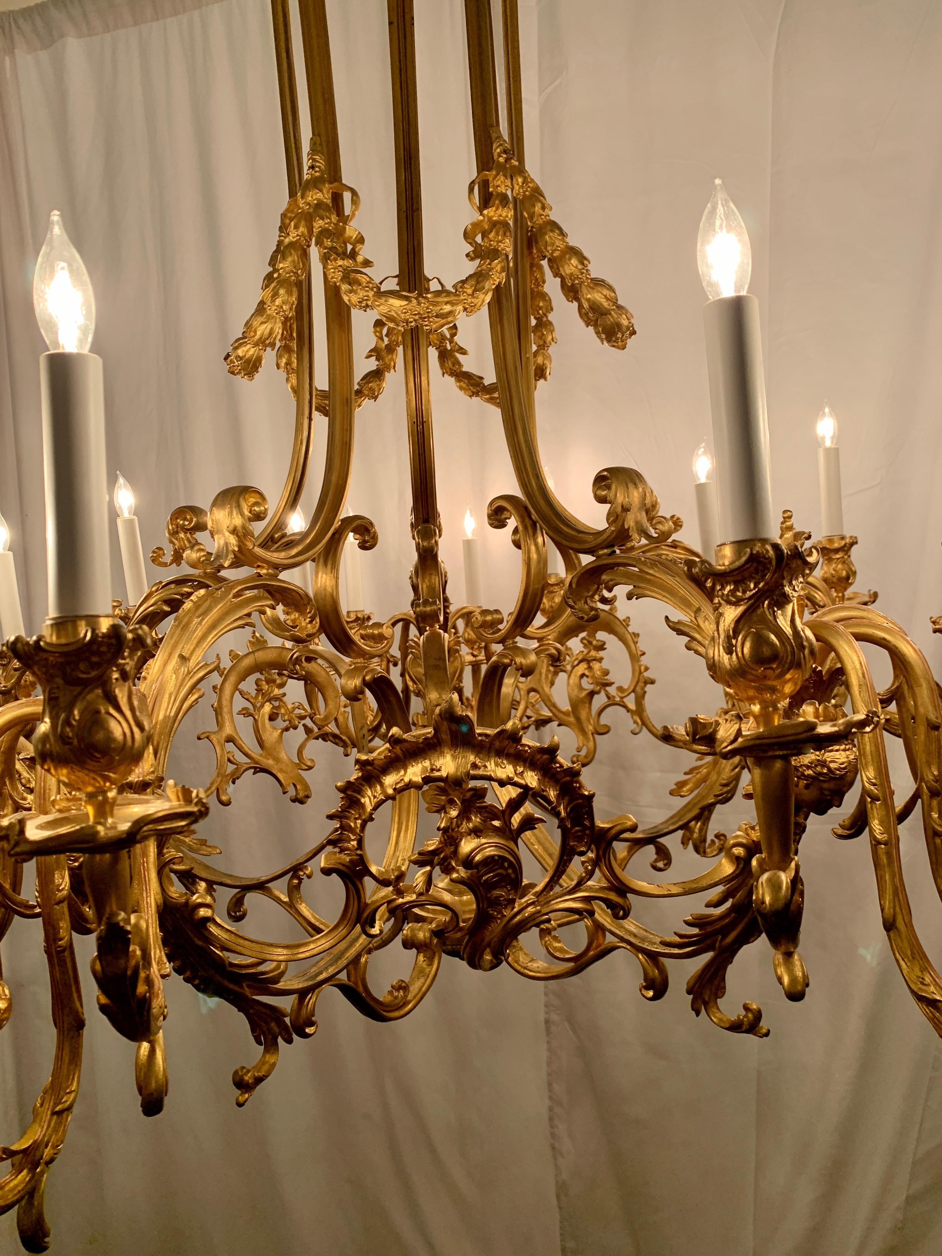 Antique 19th Century French Bronze D'oré Chandelier by Ferdinand Barbedienne For Sale 2