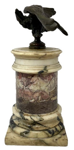 Antique 19th Century French Bronze Eagle on Marble Plinth, Circa 1880.