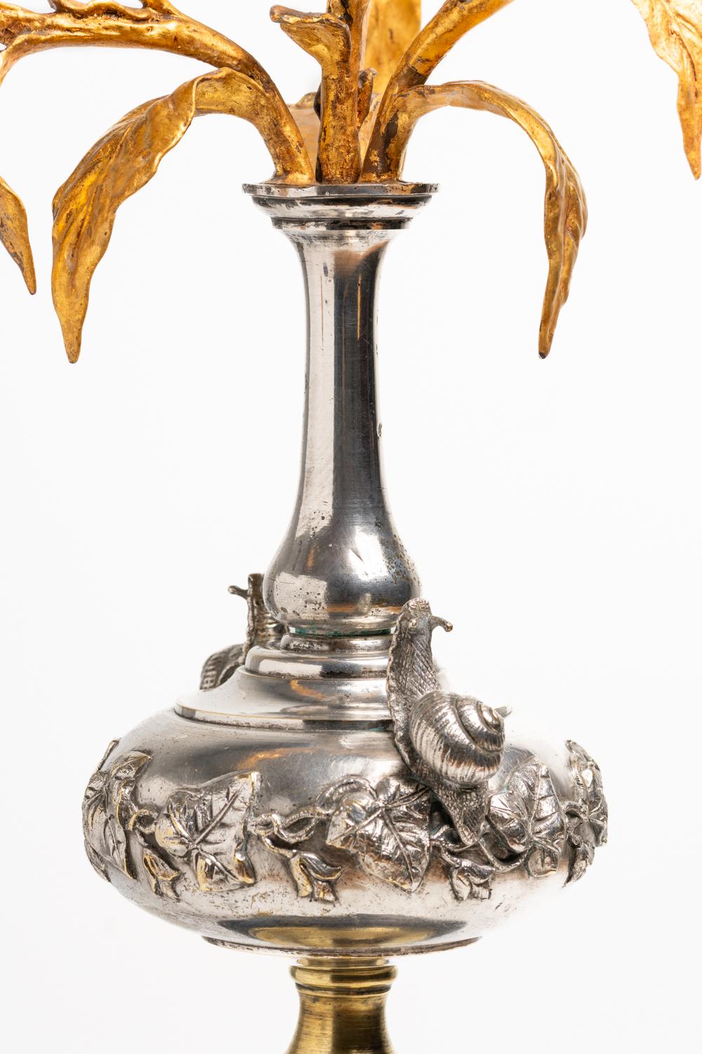 Candélabre en bronze et malachite du XIXe siècle  en vente 6