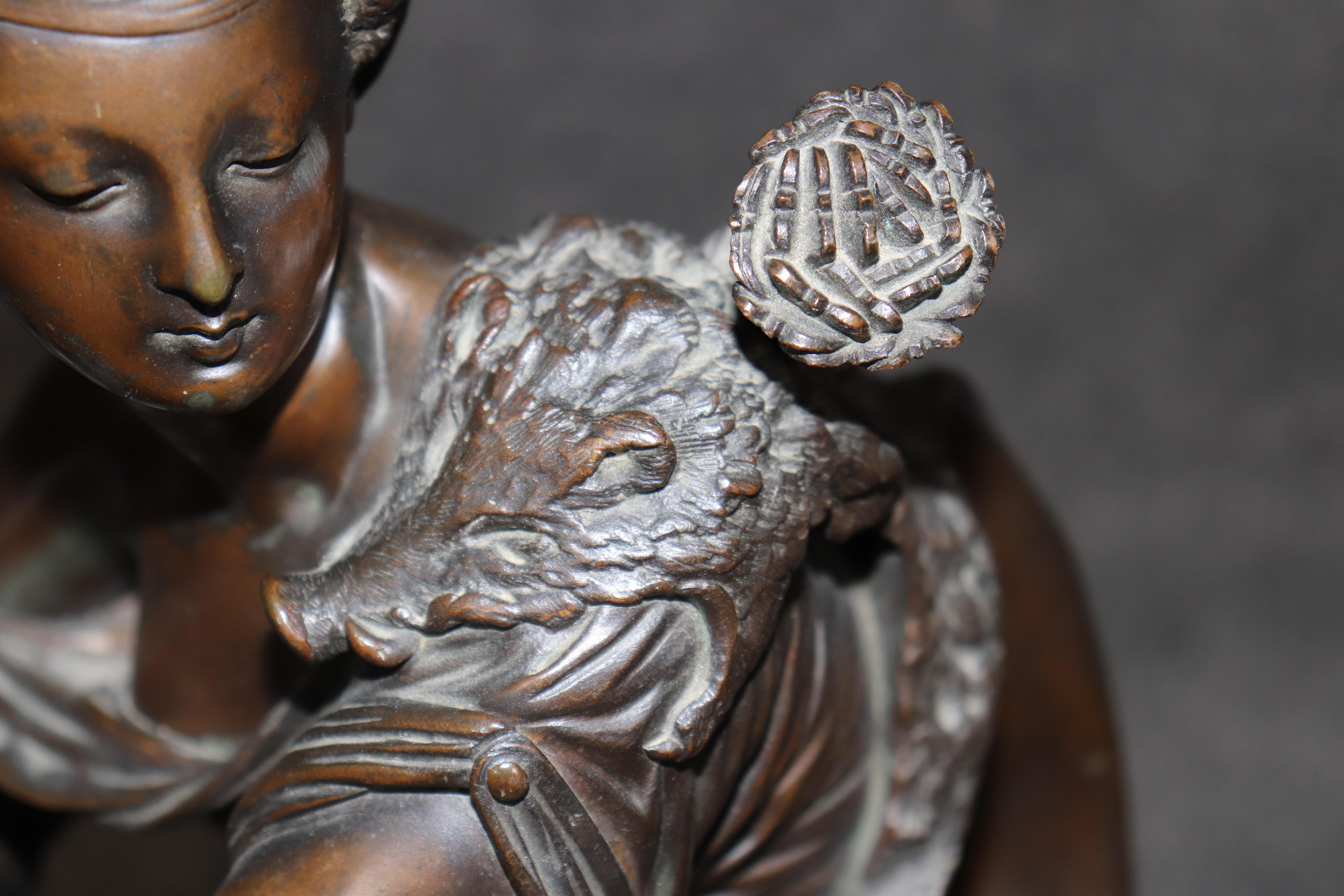 Antique 19th Century French Bronze Sculpture of Diana the Huntress by A. Moreau For Sale 6
