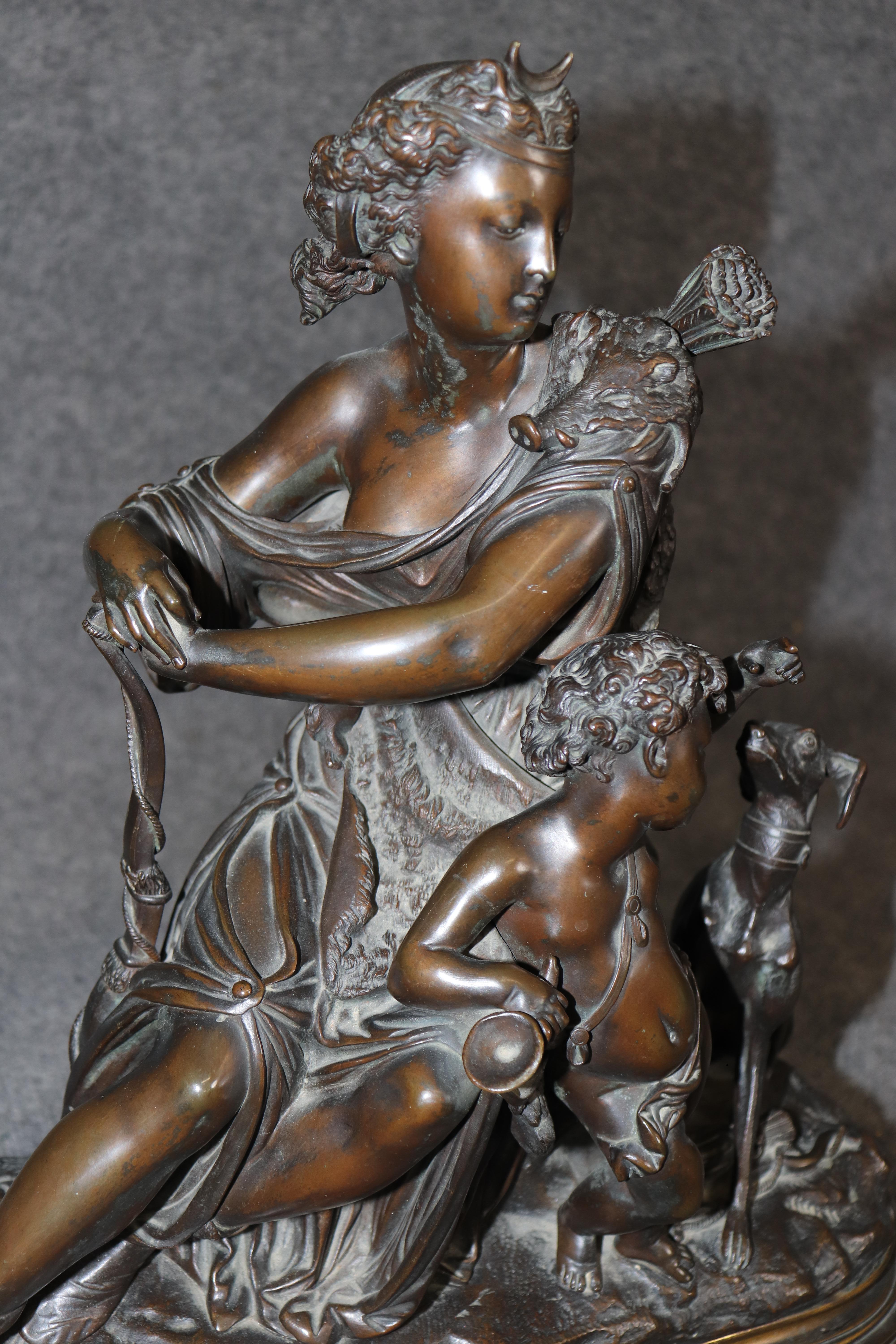 Antique 19th Century French Bronze Sculpture of Diana the Huntress by A. Moreau For Sale 7