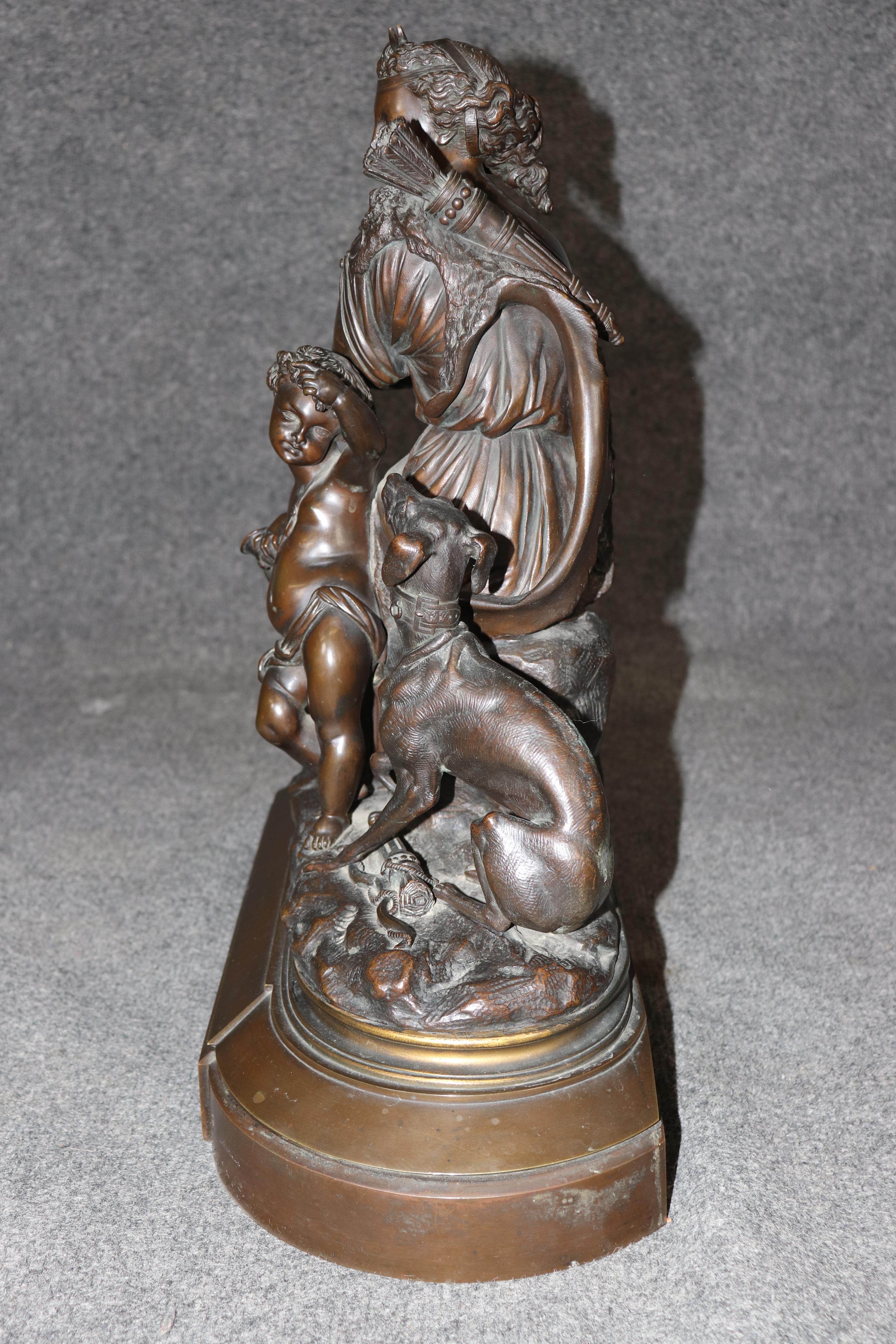 Antique 19th Century French Bronze Sculpture of Diana the Huntress by A. Moreau For Sale 1