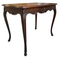 Antique 19th Century French Carved Oak Sofa Side Table Serpentine Louis XV