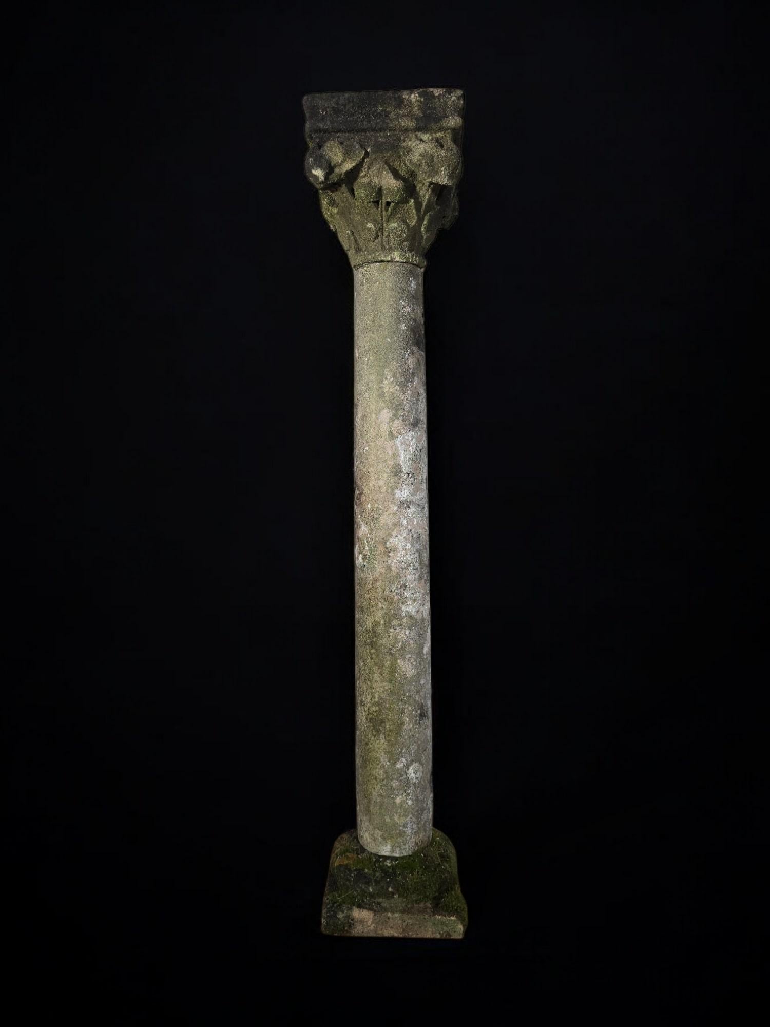 Antica colonna in pietra intagliata francese del XIX secolo in vendita 5