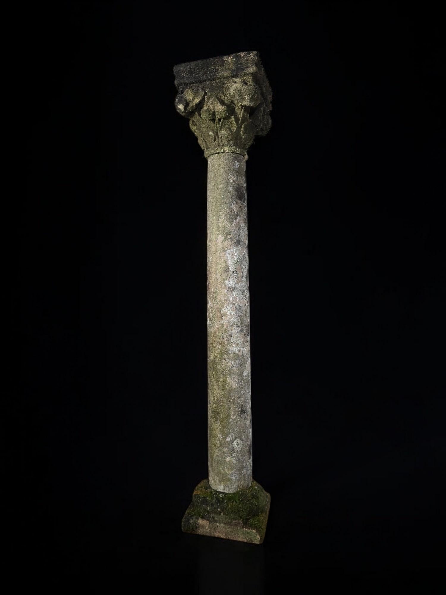 Antica colonna in pietra intagliata francese del XIX secolo in vendita 4