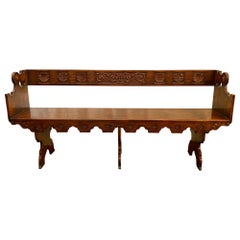 Antique French, 19° secolo, panca a banquette in noce intagliato, circa 1880