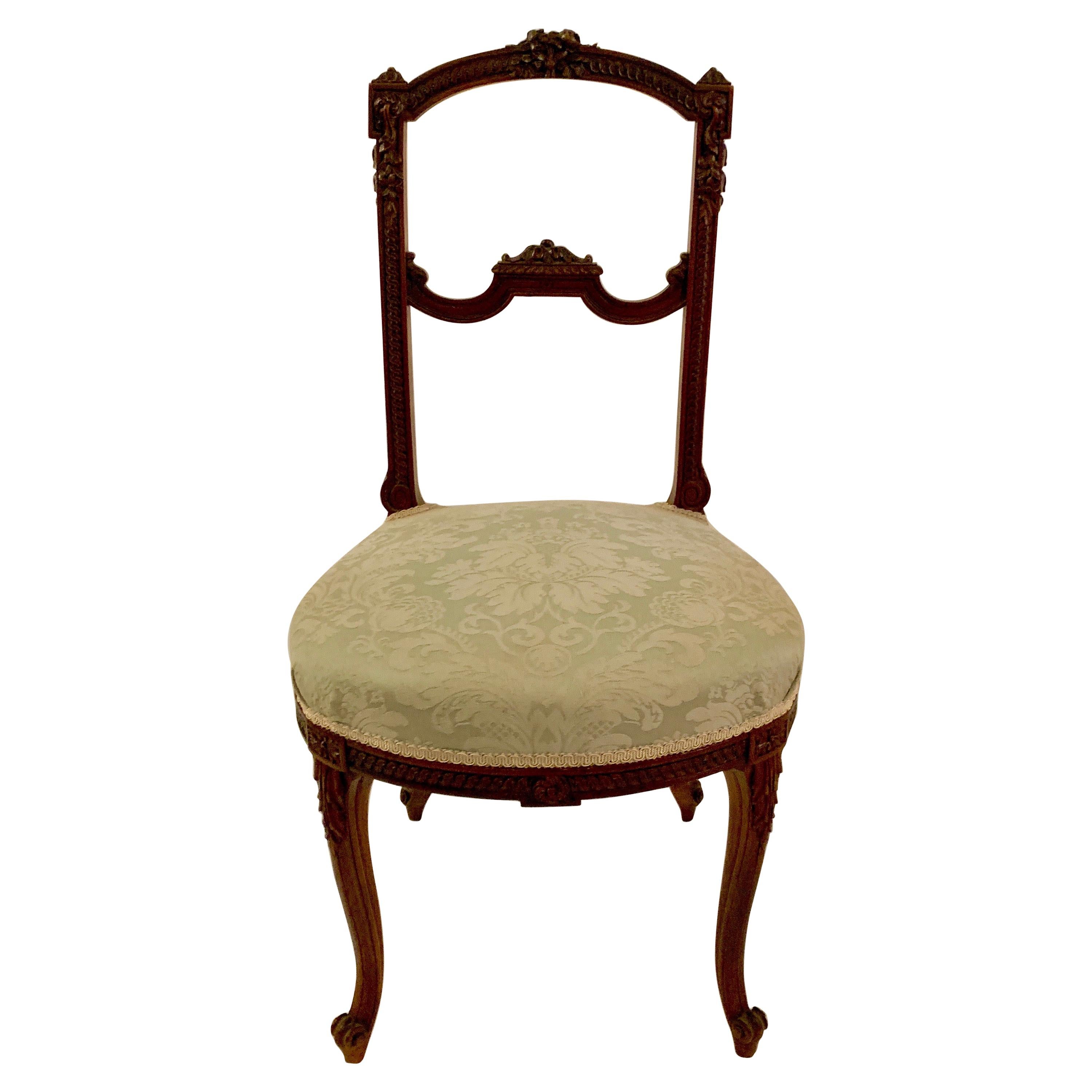 Antique 19th Century French Carved Walnut Chair For Sale