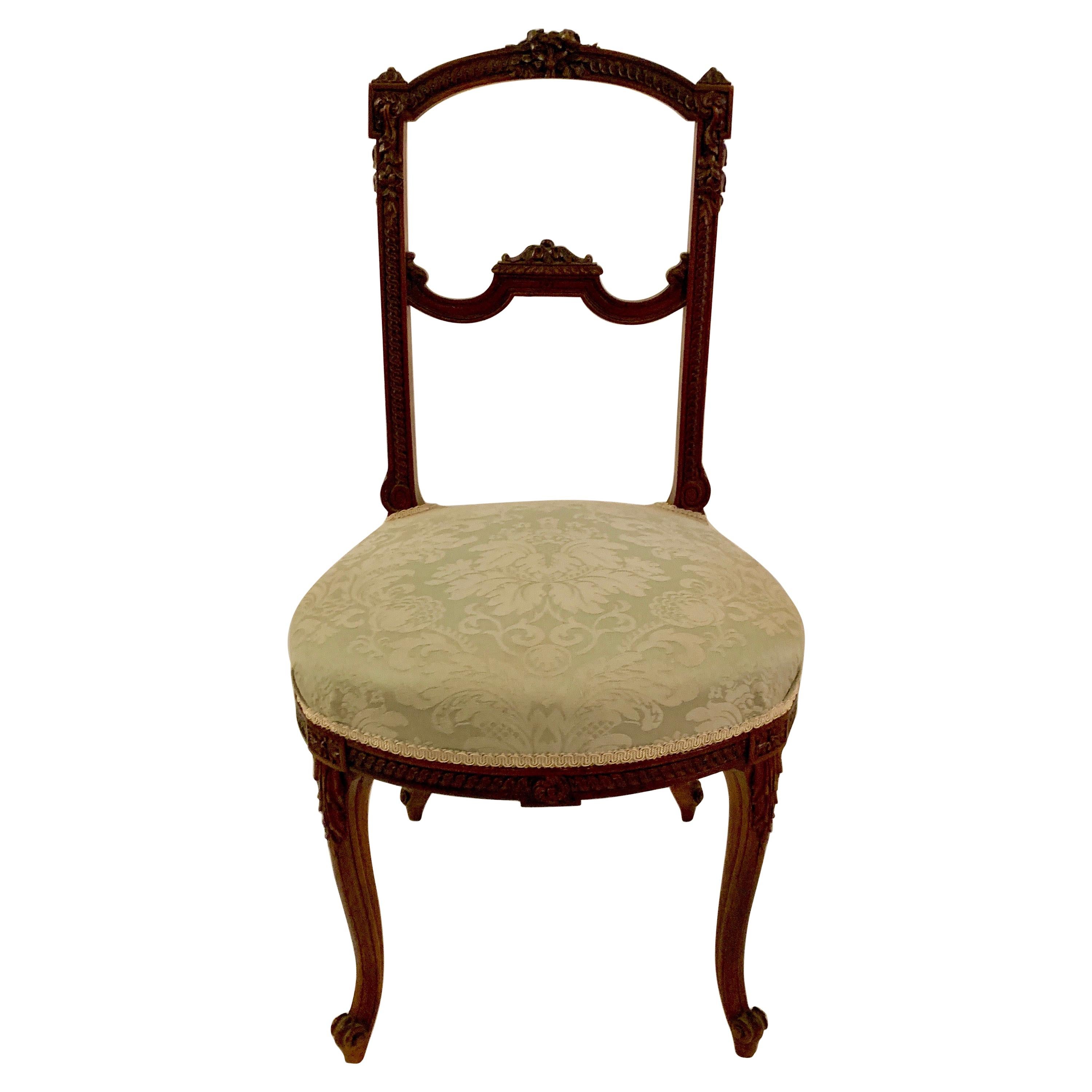 Antique 19th Century French Carved Walnut Chair