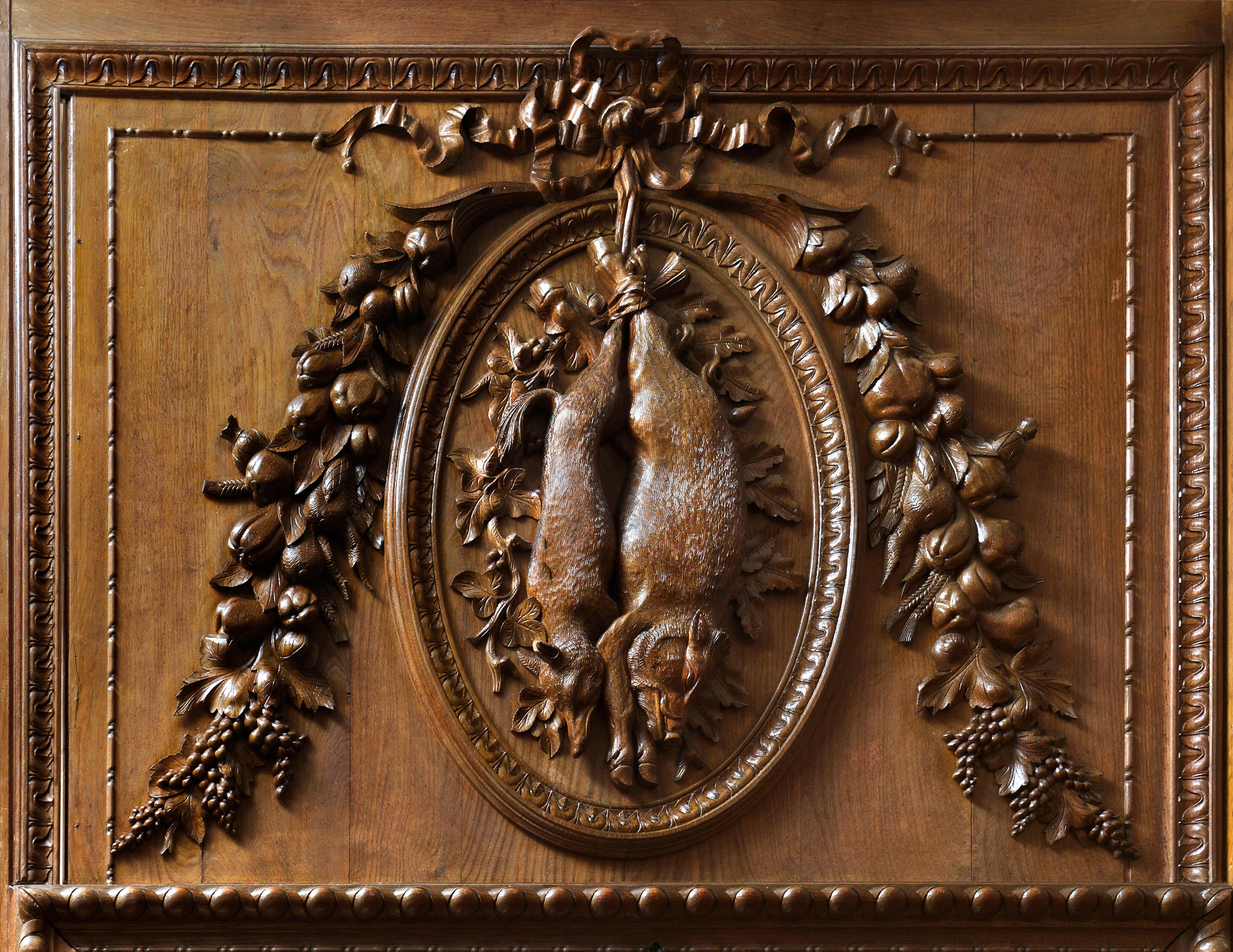 Ancienne salle de salon française du 19ème siècle en chêne à panneaux 