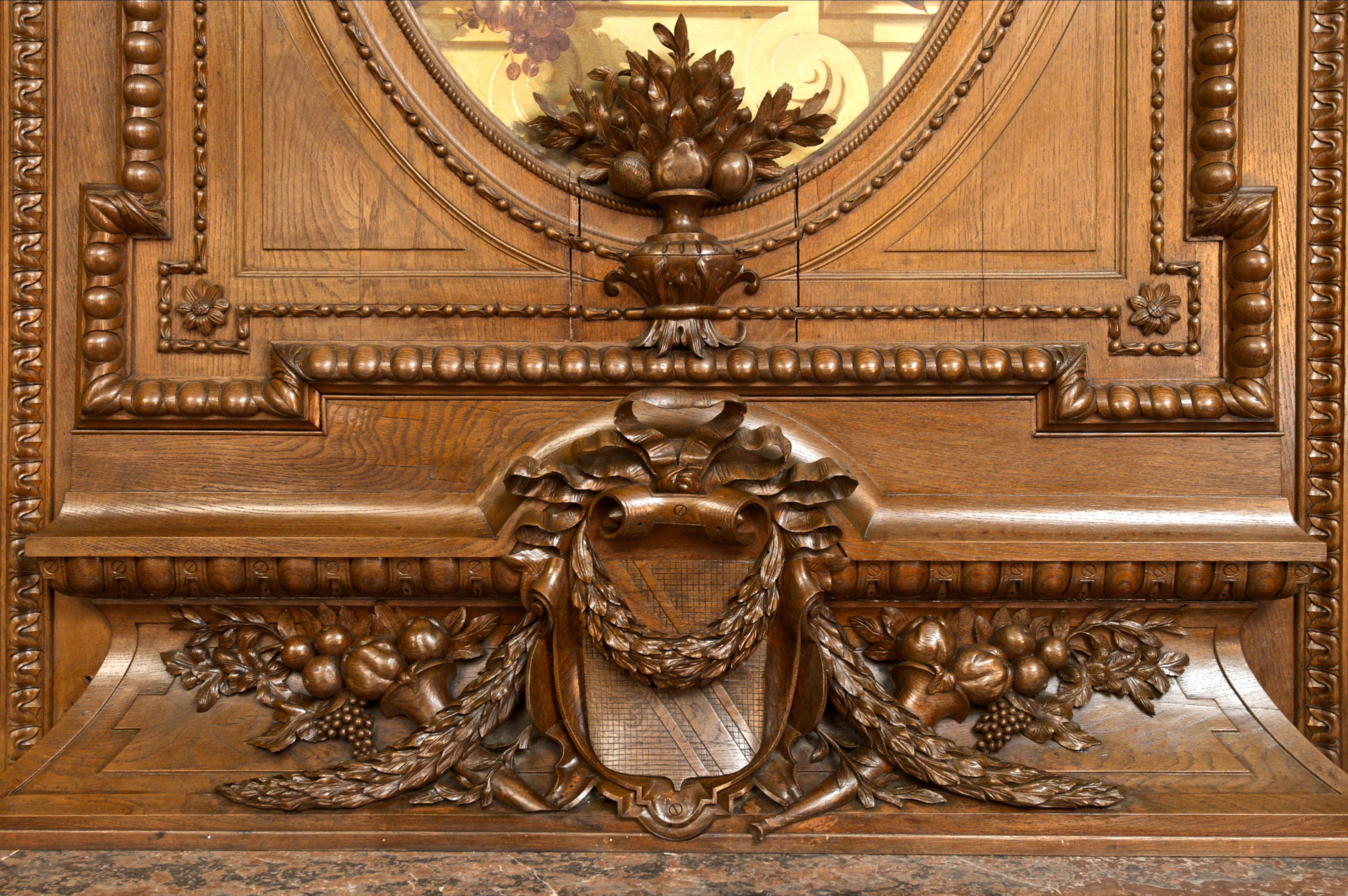 Ancienne salle de salon française du 19ème siècle en chêne à panneaux 