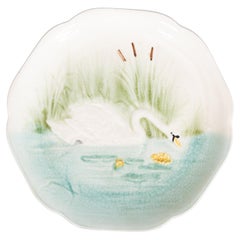 Antiquité 19ème siècle française Choisy Le Roi Majolique Swan Plate
