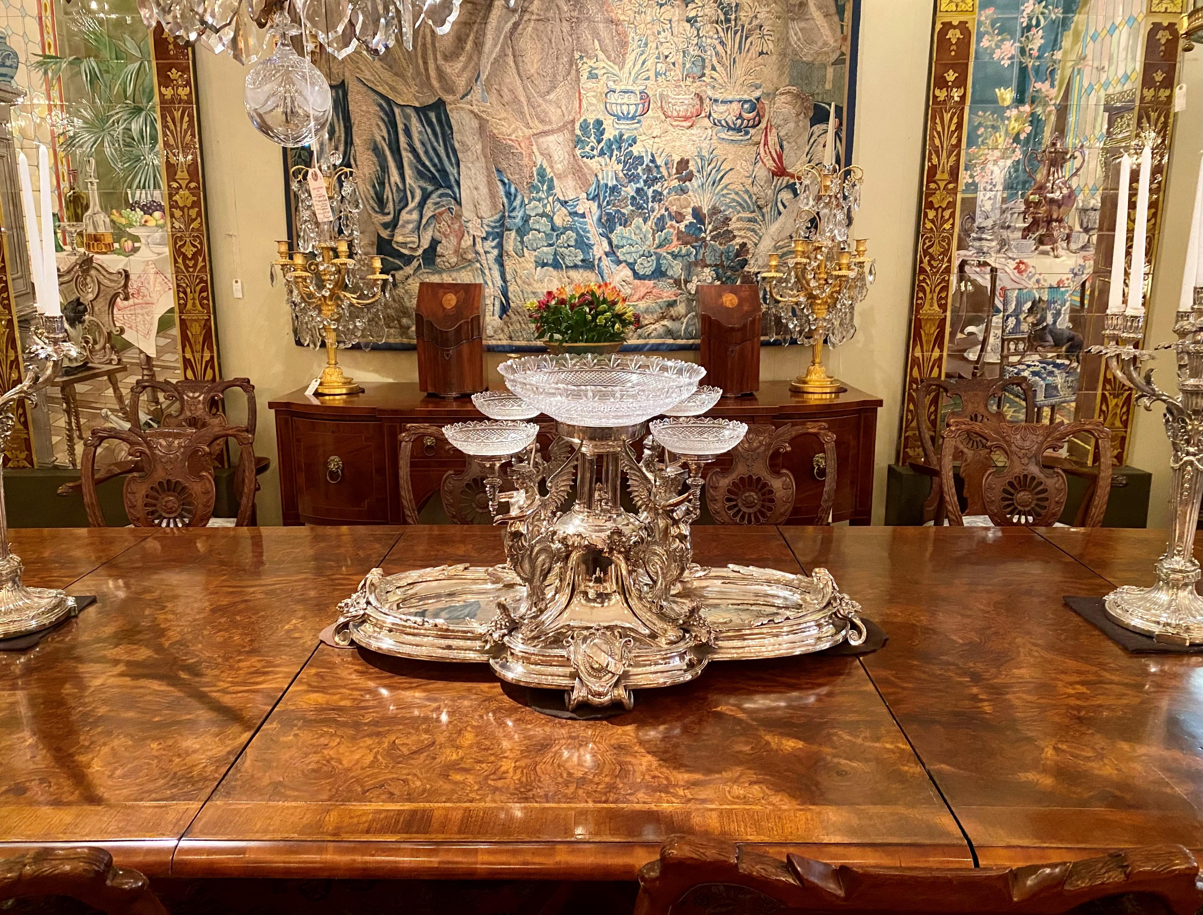 Antique 19th Century French Christofle Silver-Plate and Cut Crystal Centerpiece 1