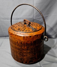 Antique 19th-Century French Copper Cooking Pot with Lid.
