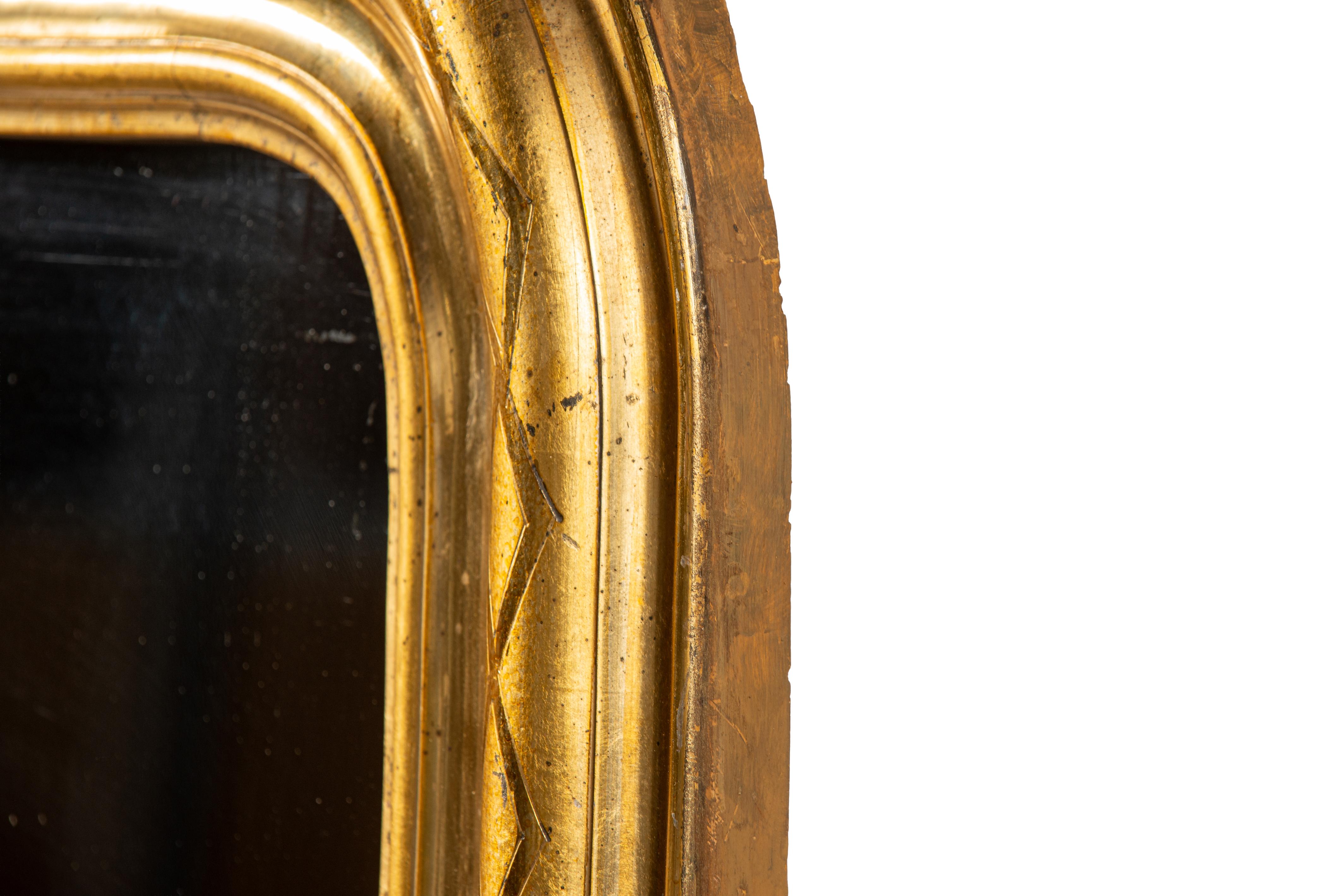 Antique 19th century French cross engraved Gold leaf gilt Louis Philippe mirror For Sale 5