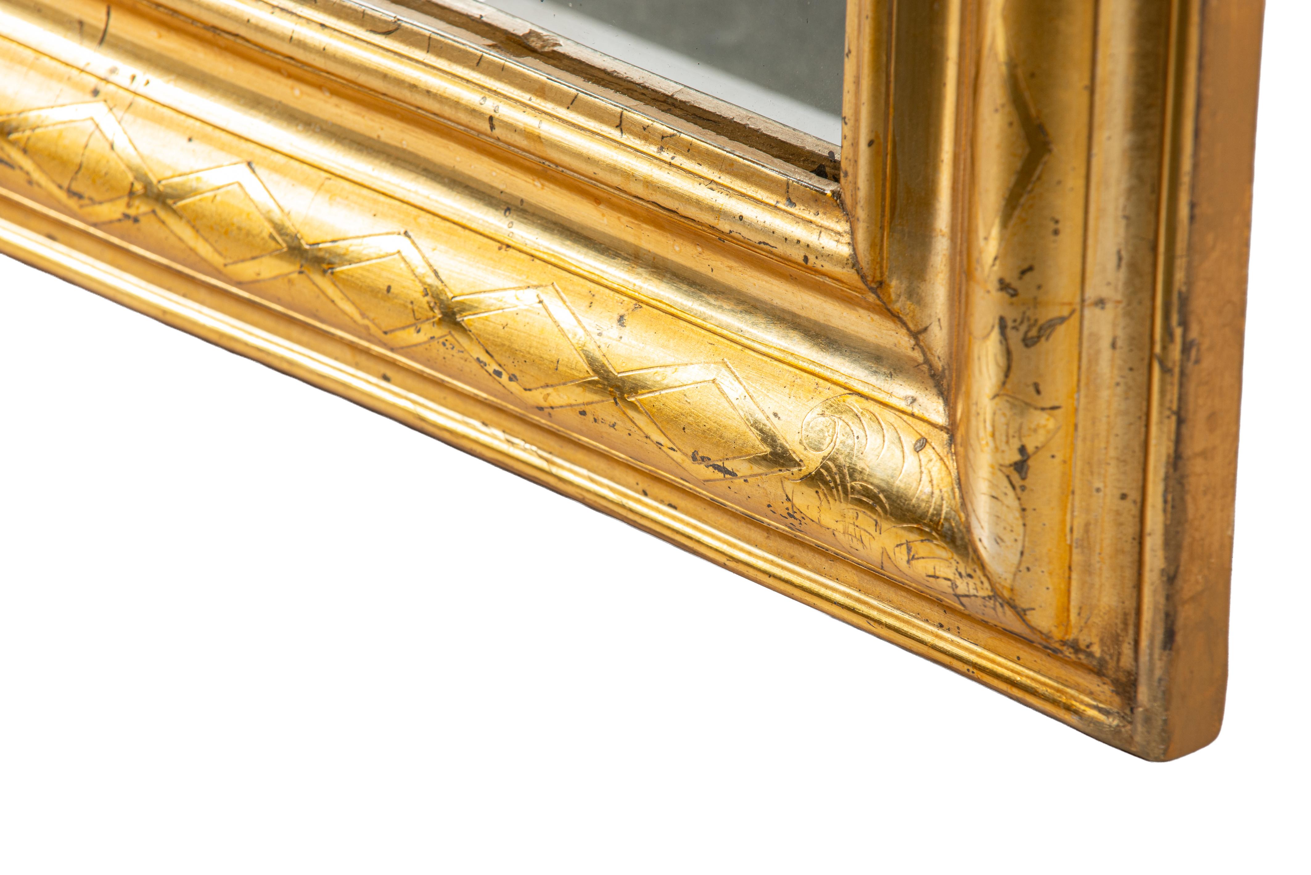 Antique 19th century French cross engraved Gold leaf gilt Louis Philippe mirror For Sale 6