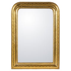 Antique 19th century French cross engraved Gold leaf gilt Louis Philippe mirror