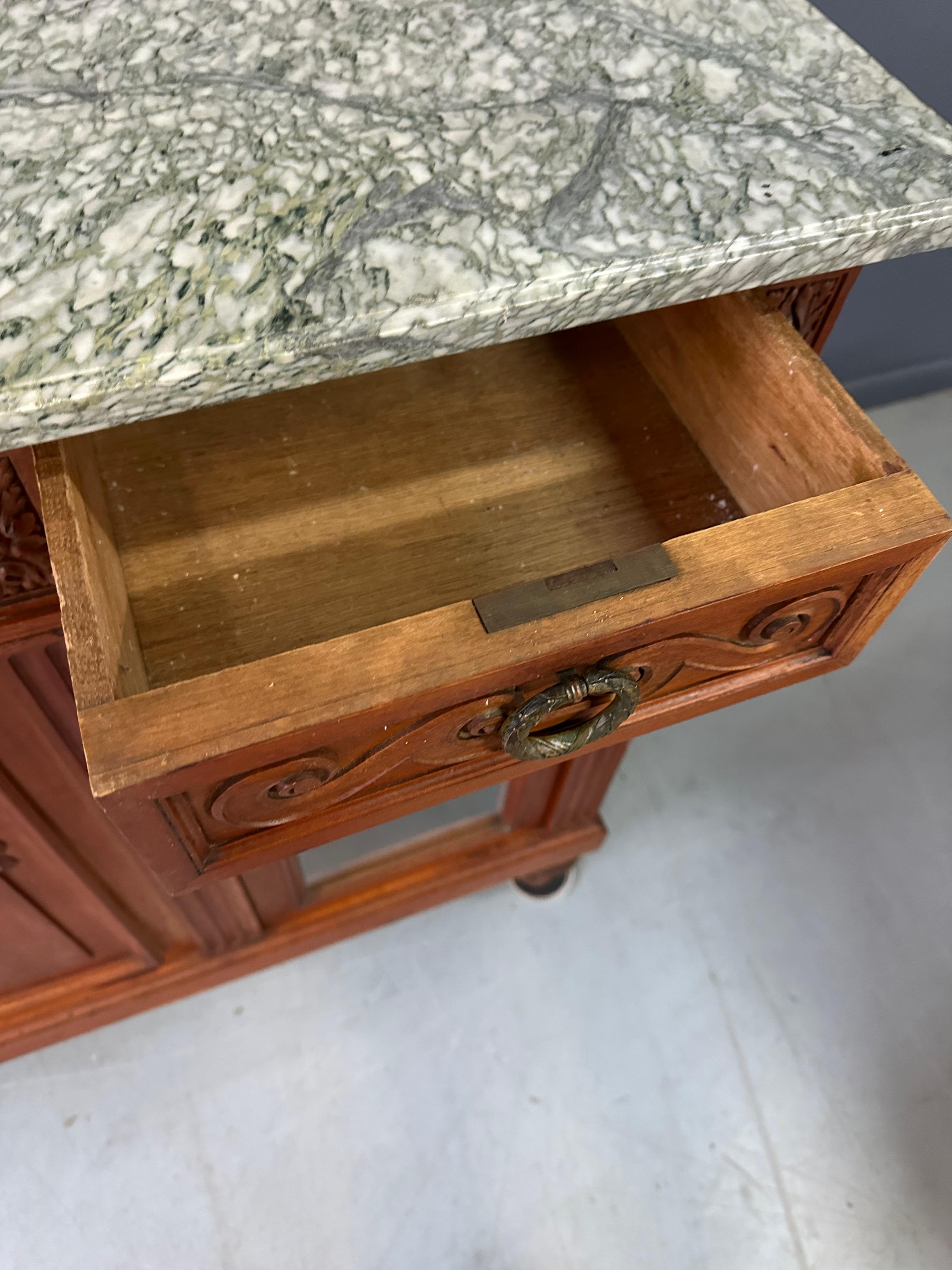 Antique 19th Century French Directoire Style Marble Top Cherrywood Aparador en venta 7