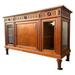 Antique 19th Century French Directoire Style Marble Top Cherrywood Sideboard
