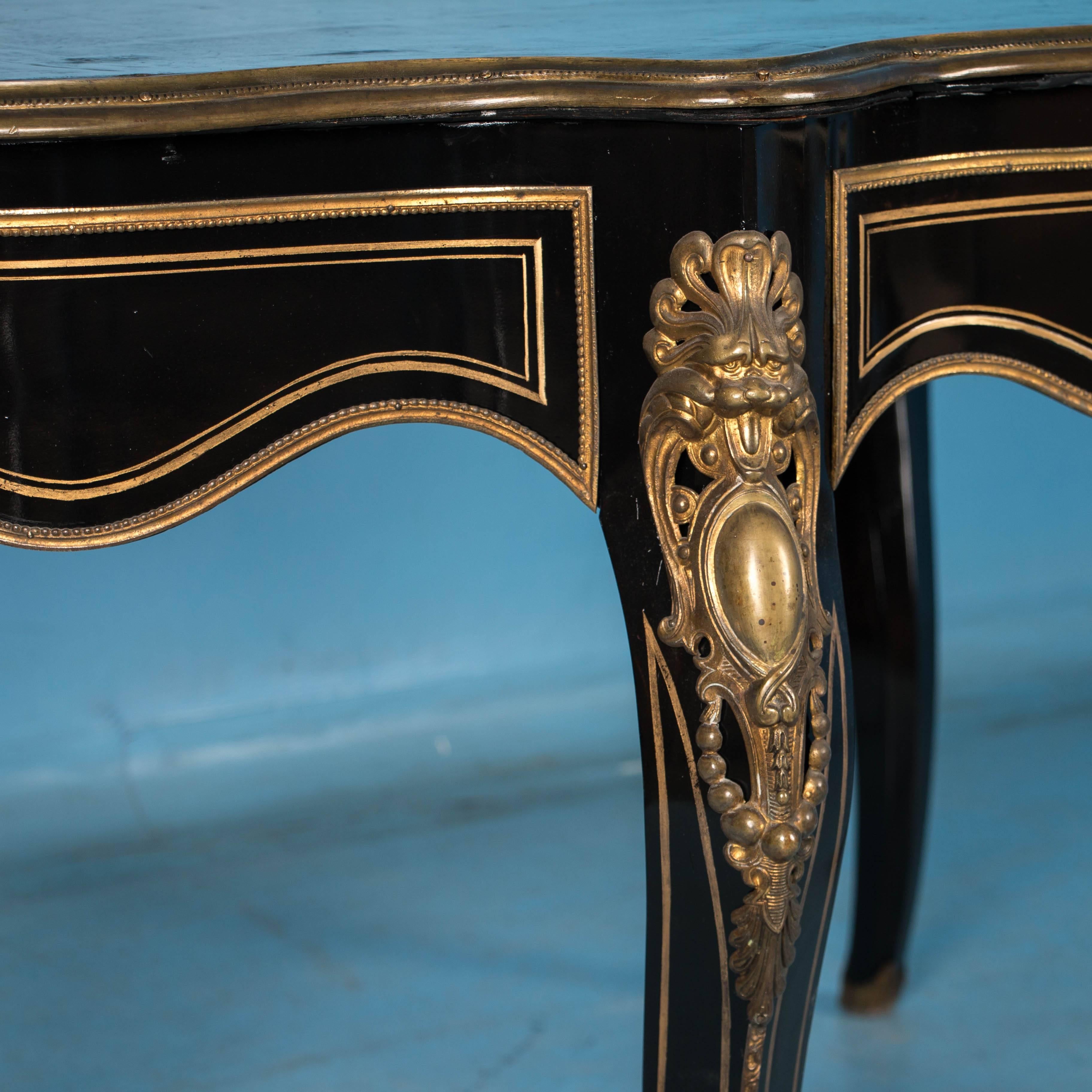 Antique 19th Century French Ebonized Louis XV Style Desk with Leather Top 3