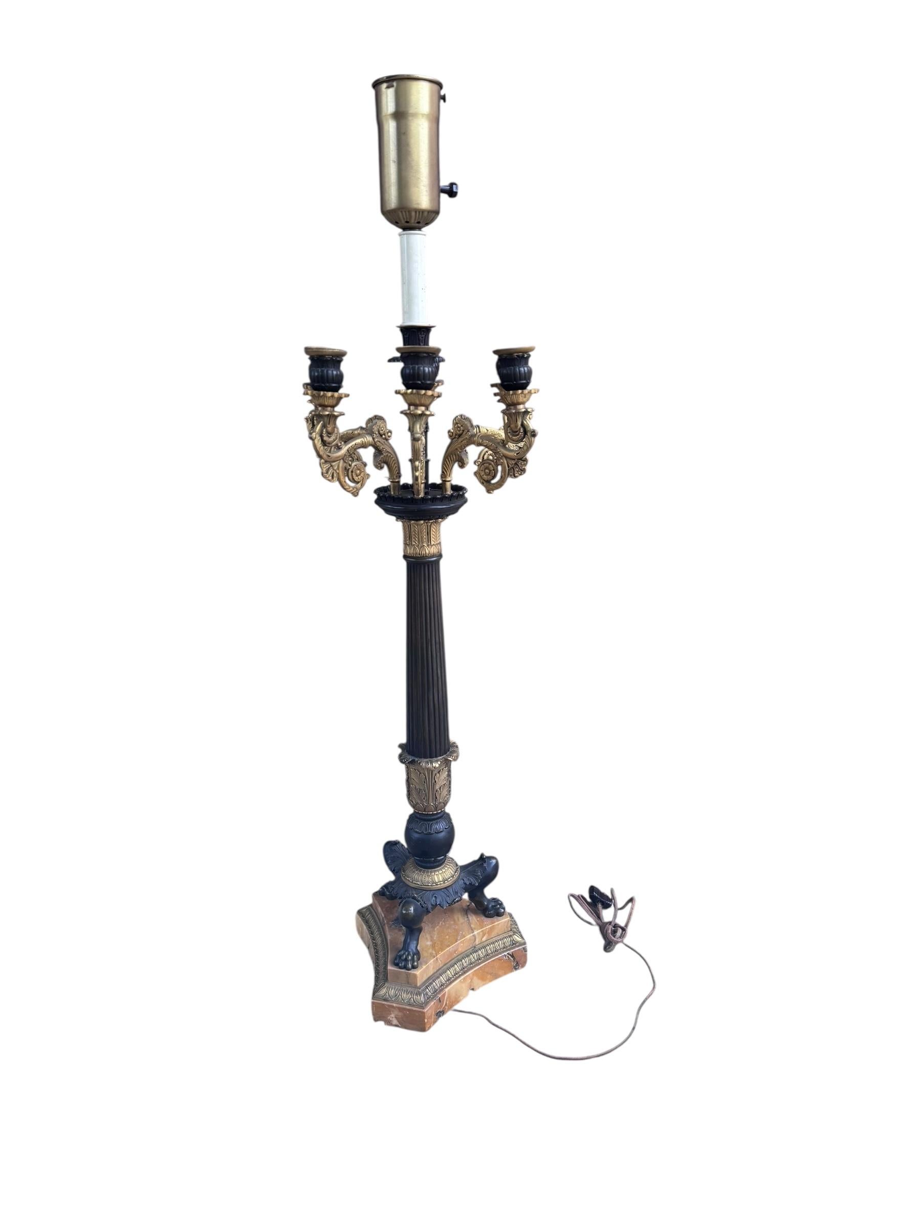 Antique Lampe Candélabre Empire Française du 19ème siècle en vente 3