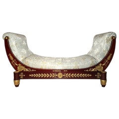 Antikes französisches Empire-Tagesbett „Lit de Repos“ aus Goldbronze und Mahagoni aus dem 19. Jahrhundert.