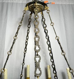 Antique 19th Century French Empire Patinated Bronze & Ormolu Chandelier Ca. 1880