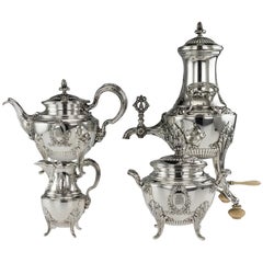 Antique 19th Century French Empire Solid Silver Tea Service, Paris, circa 1880