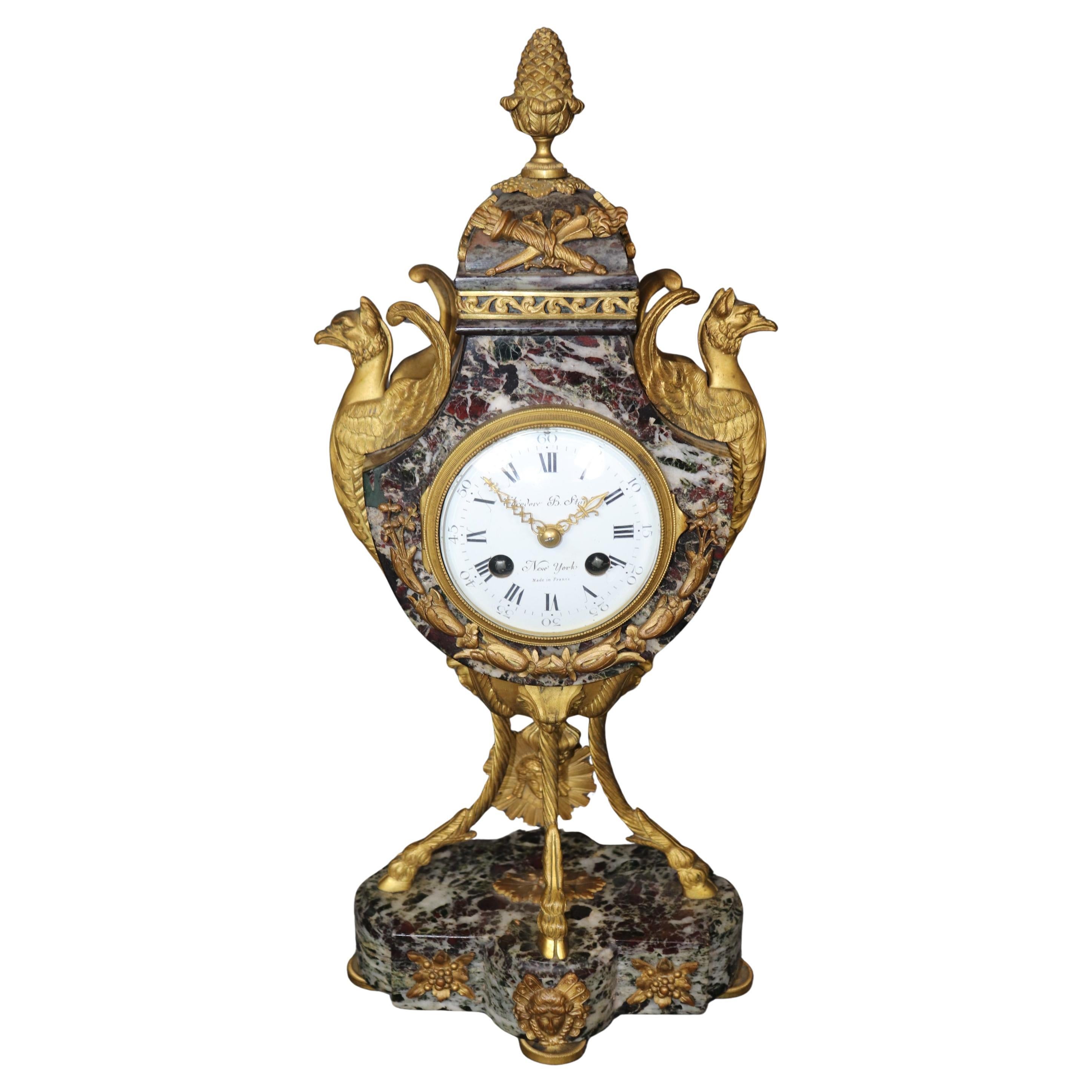 Antique 19th Century French Empire Style Ormolu Clock By Etienne Maxant Paris