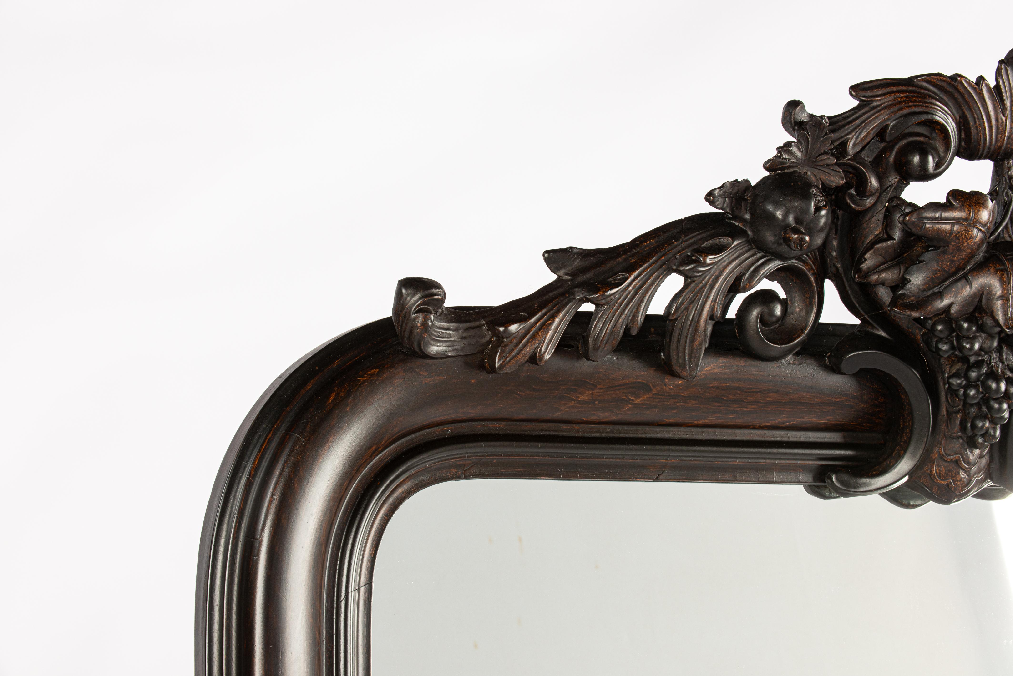 19th Century Antique 19th-century French Faux Rosewood Painted Louis Philippe Mirror  For Sale