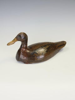 Antique Art Folklorique Français du 19ème siècle, canard en bois sculpté