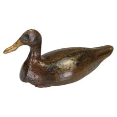 Antique Art Folklorique Français du 19ème siècle, canard en bois sculpté
