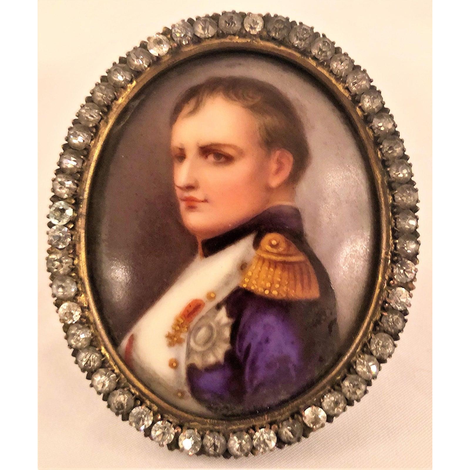 Antique 19th Century French Framed Porcelain Miniature, Portrait of Napoleon In Good Condition In New Orleans, LA