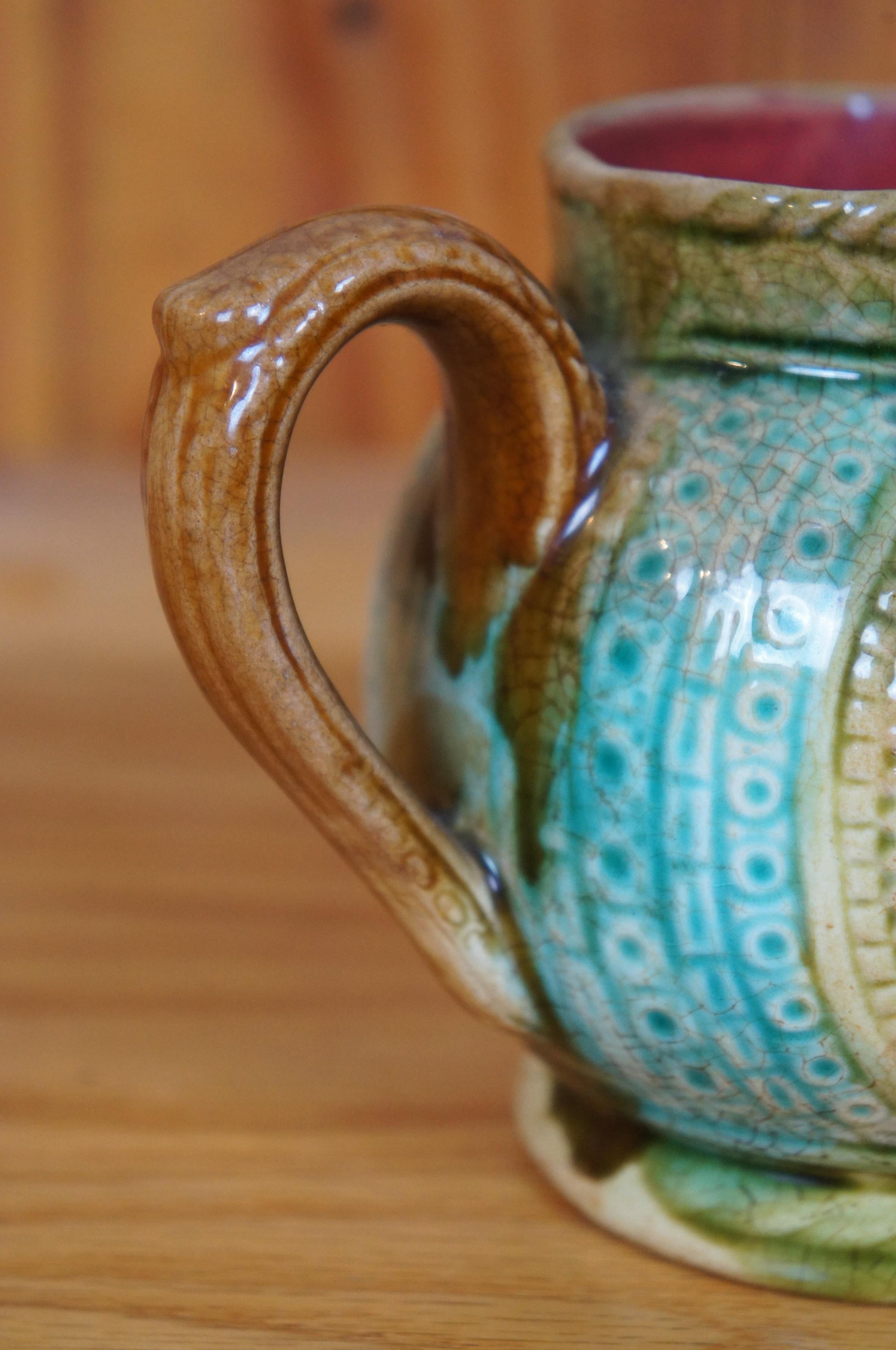 Antique French 19° secolo Frie Onnaing Maiolica 753 Leone Brocca 6