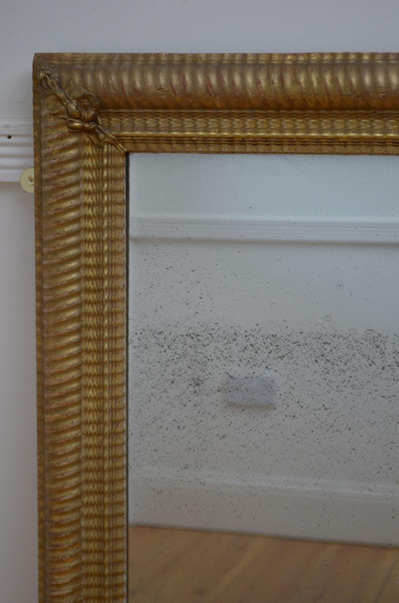 Gold Leaf Antique 19th Century French Gilded Mirror For Sale