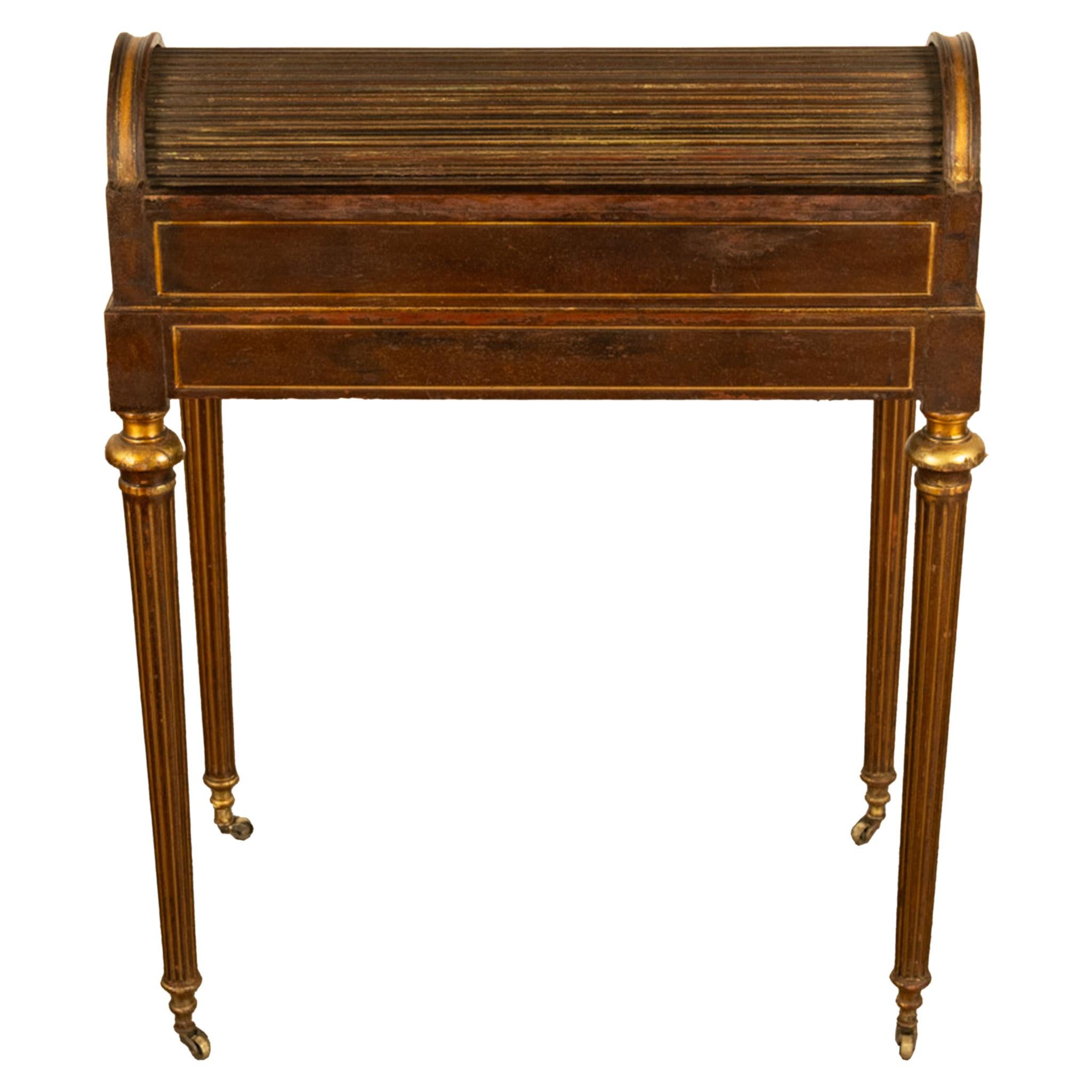 Antique 19th Century French Gilded & Painted Cylinder Desk by Paul Sormani 1875 For Sale 7