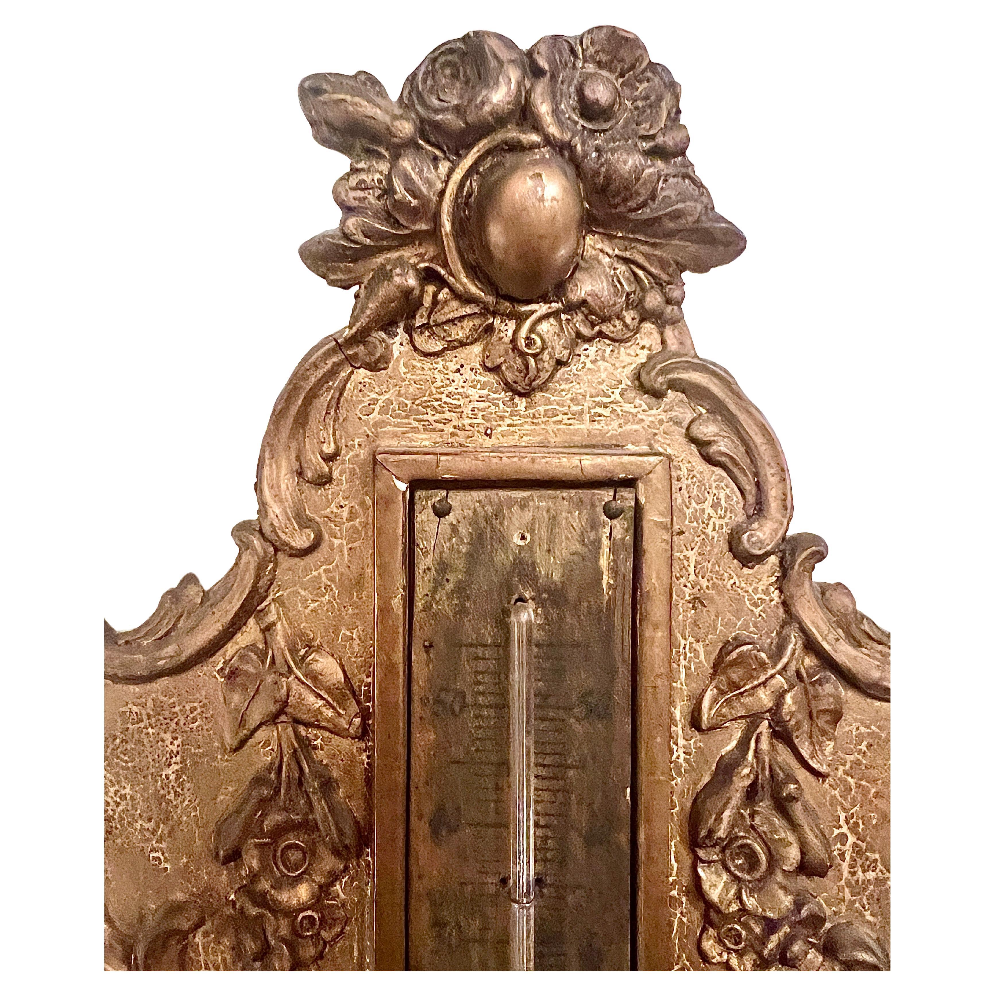 Antique 19th Century French Gilt Barometer.  In Good Condition For Sale In New Orleans, LA