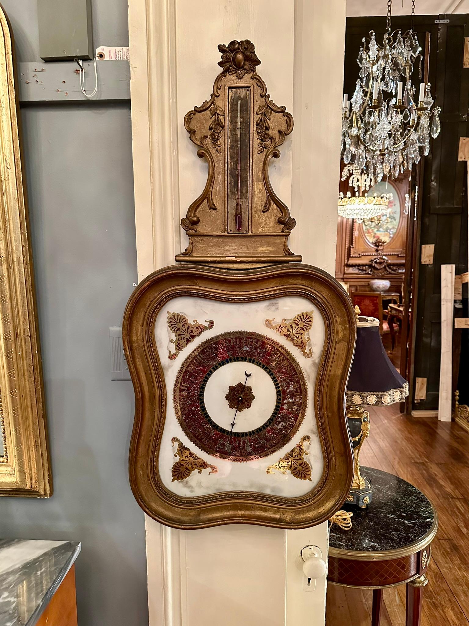 Antique 19th Century French Gilt Barometer.  For Sale 4