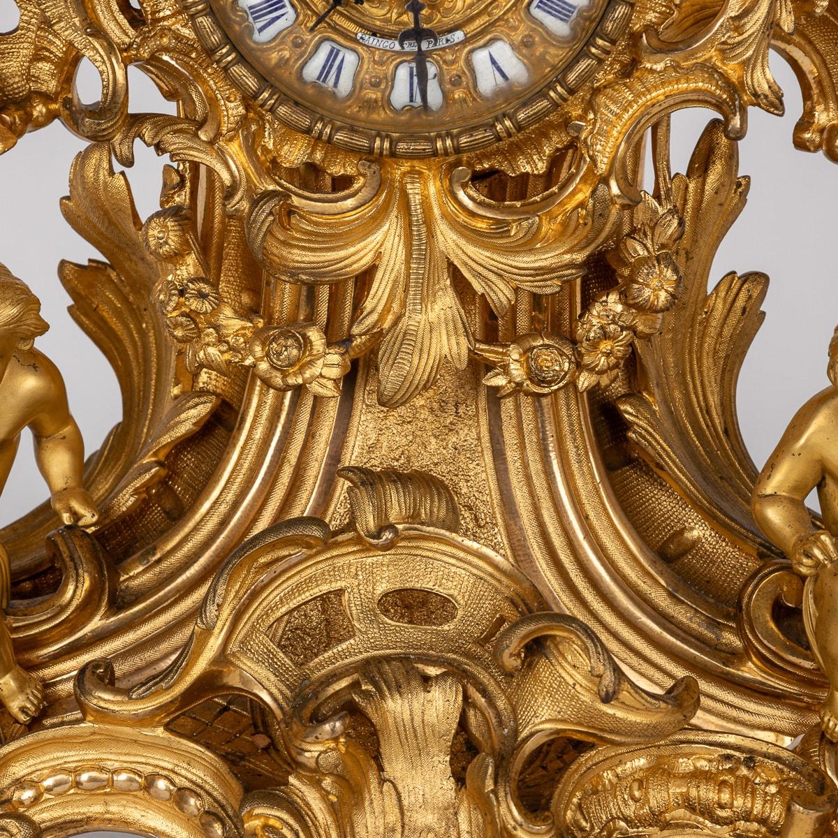 Antique 19th Century French Gilt Bronze Clock, Raingo Freres, Paris c.1850 For Sale 4