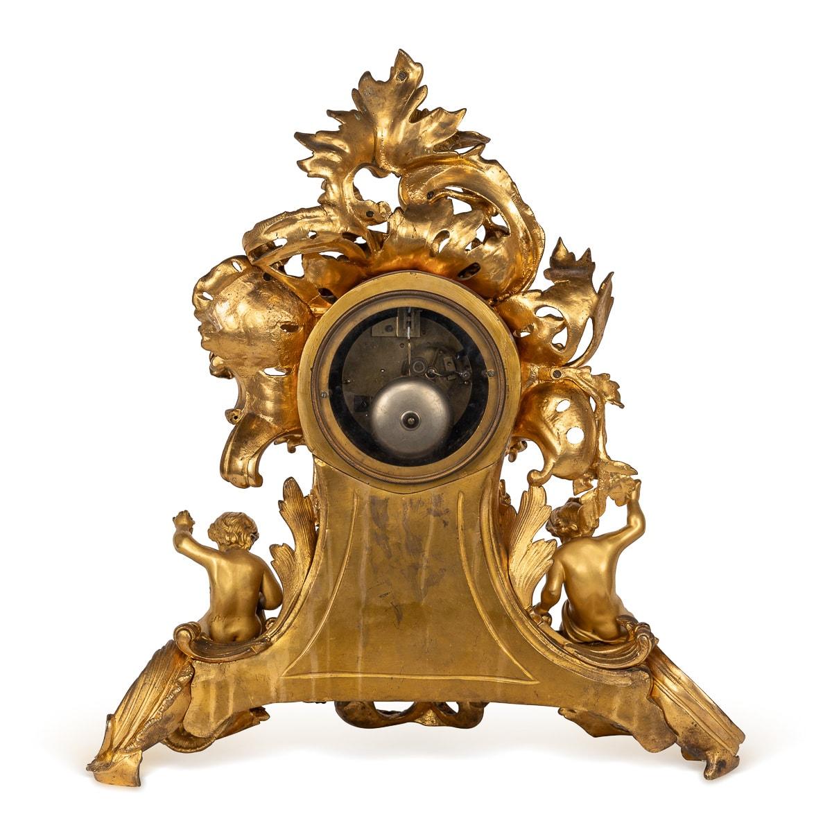 Other Antique 19th Century French Gilt Bronze Clock, Raingo Freres, Paris c.1850 For Sale