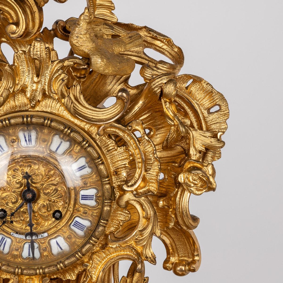 Mid-19th Century Antique 19th Century French Gilt Bronze Clock, Raingo Freres, Paris c.1850 For Sale