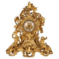 Antique 19th Century French Gilt Bronze Clock, Raingo Freres, Paris c.1850