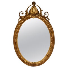 Antique 19th Century French Gilt Oval Mirror, circa 1860