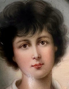 Antique 19th Century French Gold Bronze and Enameled Porcelain Portrait Plaques