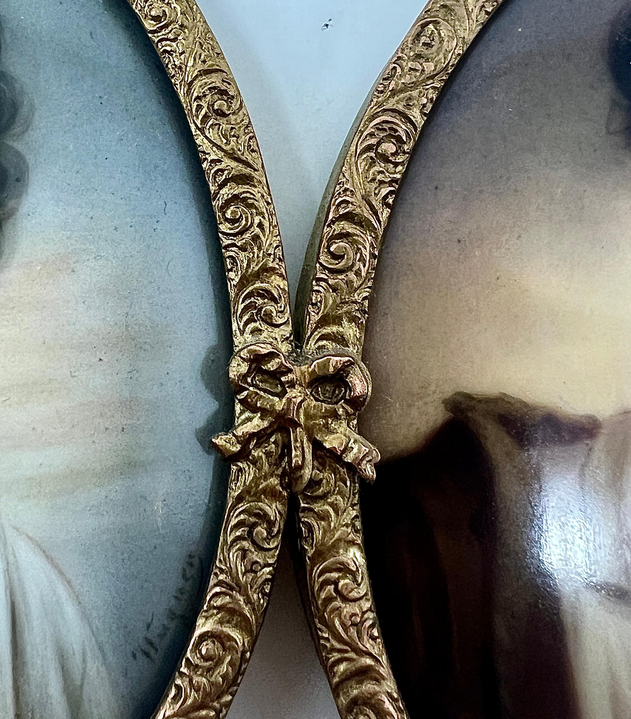 Antique 19th Century French Gold Bronze and Enameled Porcelain Portrait Plaques  For Sale 1