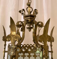 Antique 19th Century French Gold Bronze Chateau Light Lantern